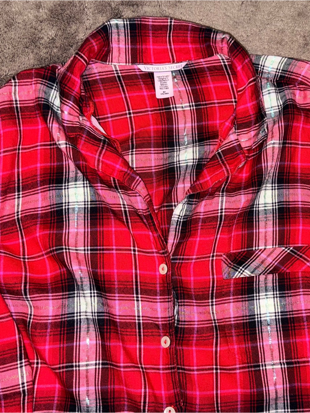 Victoria's Secret Red Plaid Button-Down Shirt